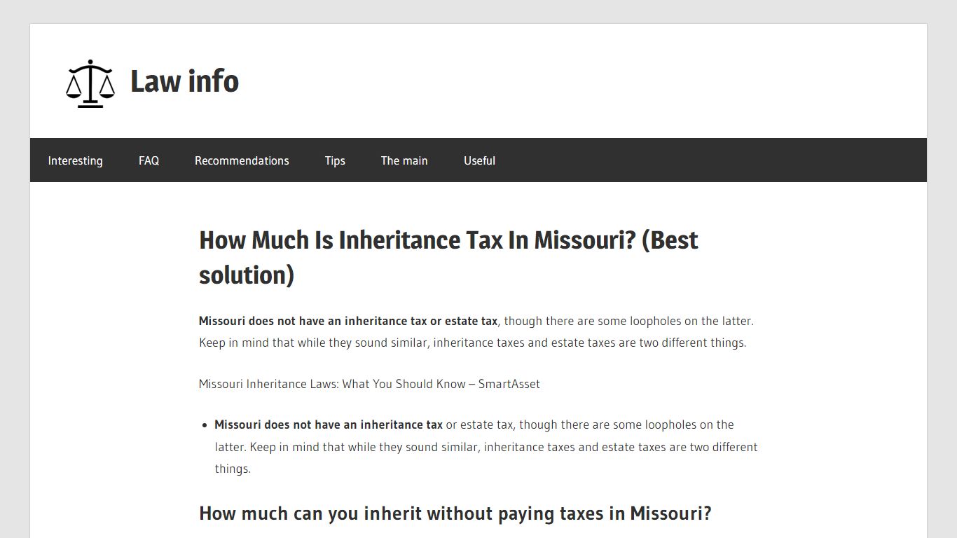 How Much Is Inheritance Tax In Missouri? (Best solution) - Law info