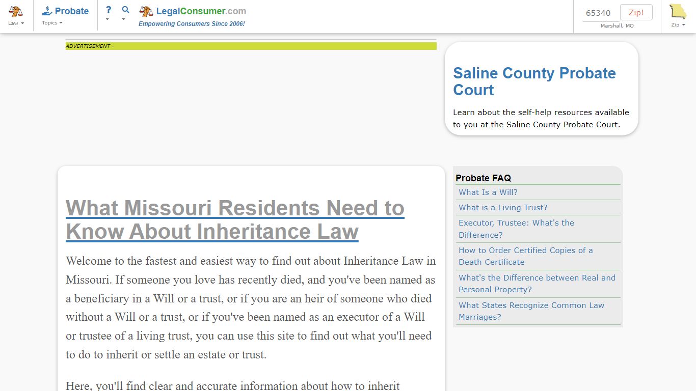 Marshall, MO Inheritance Law Guide - legalconsumer.com
